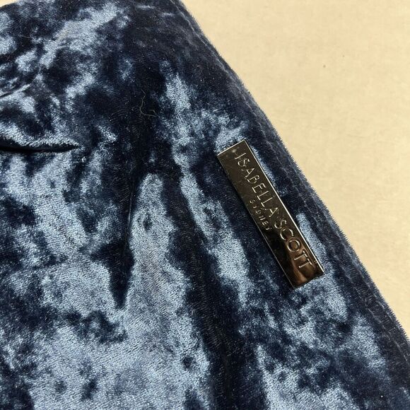 Isabella Scott Blue Velvet Clutch Cosmetic Bag 3 Zip Pockets Make-up Pouch FLAW - Picture 10 of 13